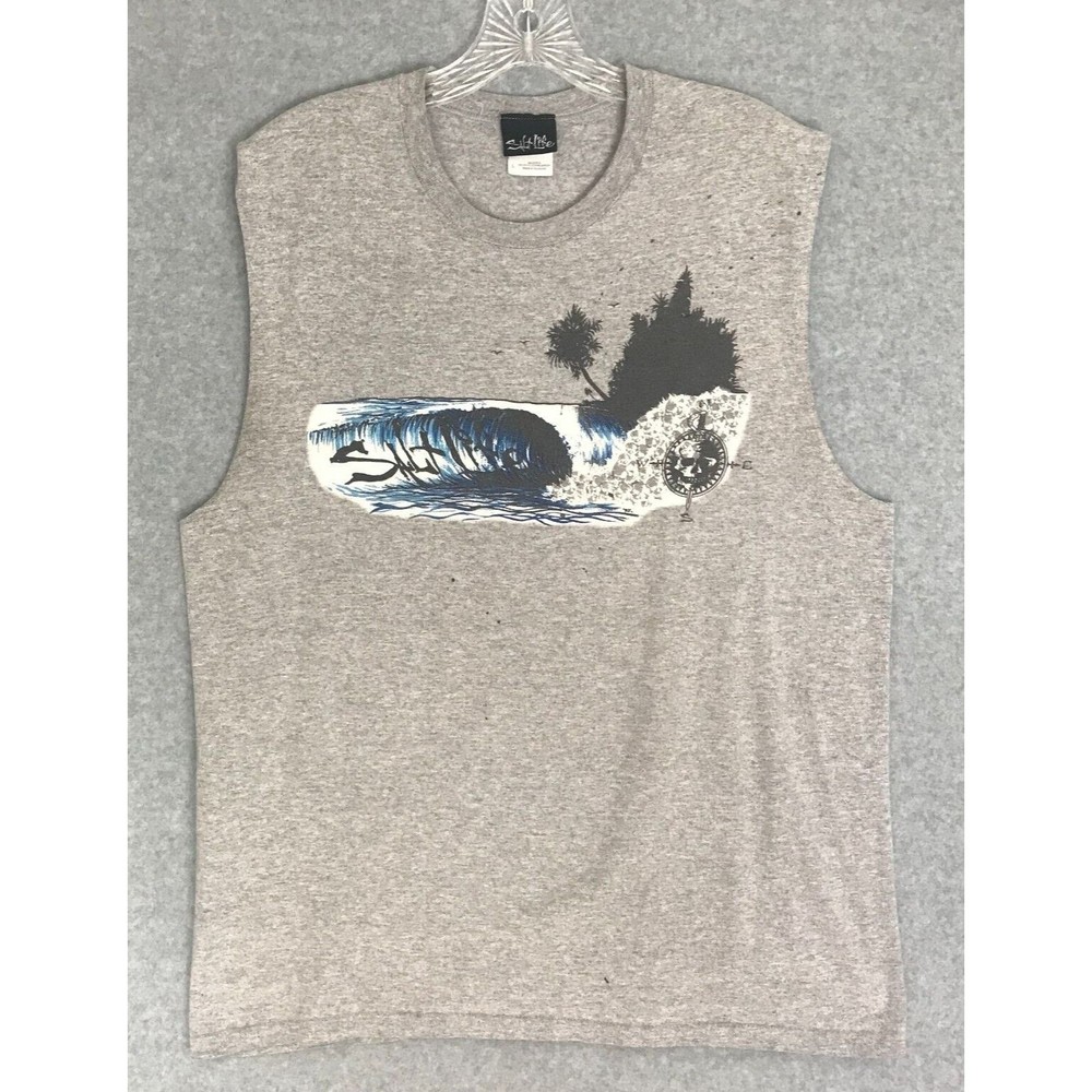 Salt Life Mens Shirt Tank Top Mens Large Muscle Waves Beach‎ Compas art Casual